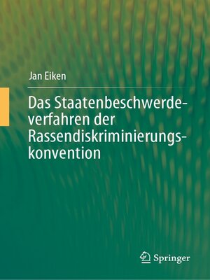 cover image of Das Staatenbeschwerdeverfahren der Rassendiskriminierungskonvention